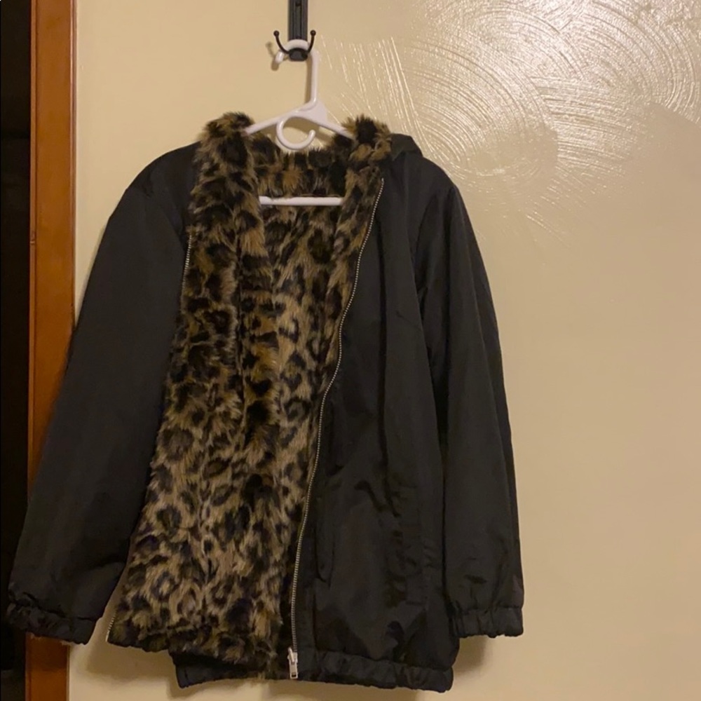 American Eagle Reversible Faux Fur Zip-Up Jacket